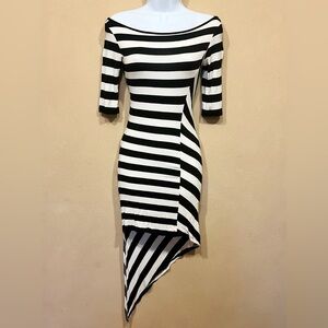 Bebe Asymmetric Off Shoulder Dress